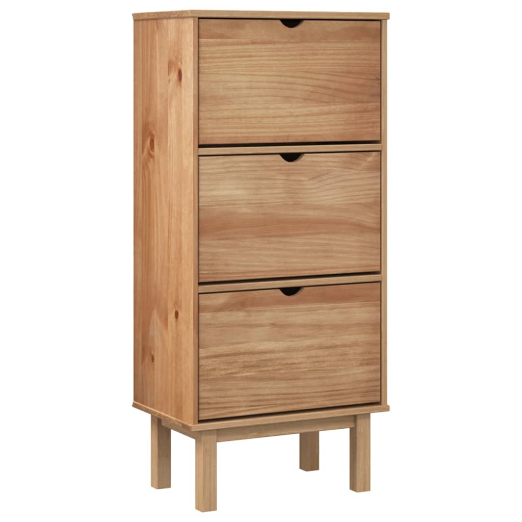 vidaXL Shoe Cabinet Wooden Storage Shoe Rack with Drawers OTTA Solid Wood Pine-2