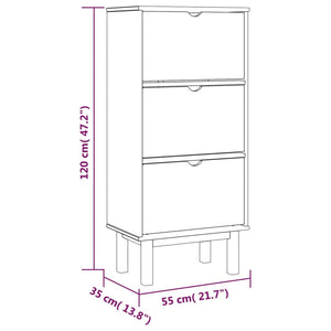 vidaXL Shoe Cabinet Wooden Storage Shoe Rack with Drawers OTTA Solid Wood Pine-0