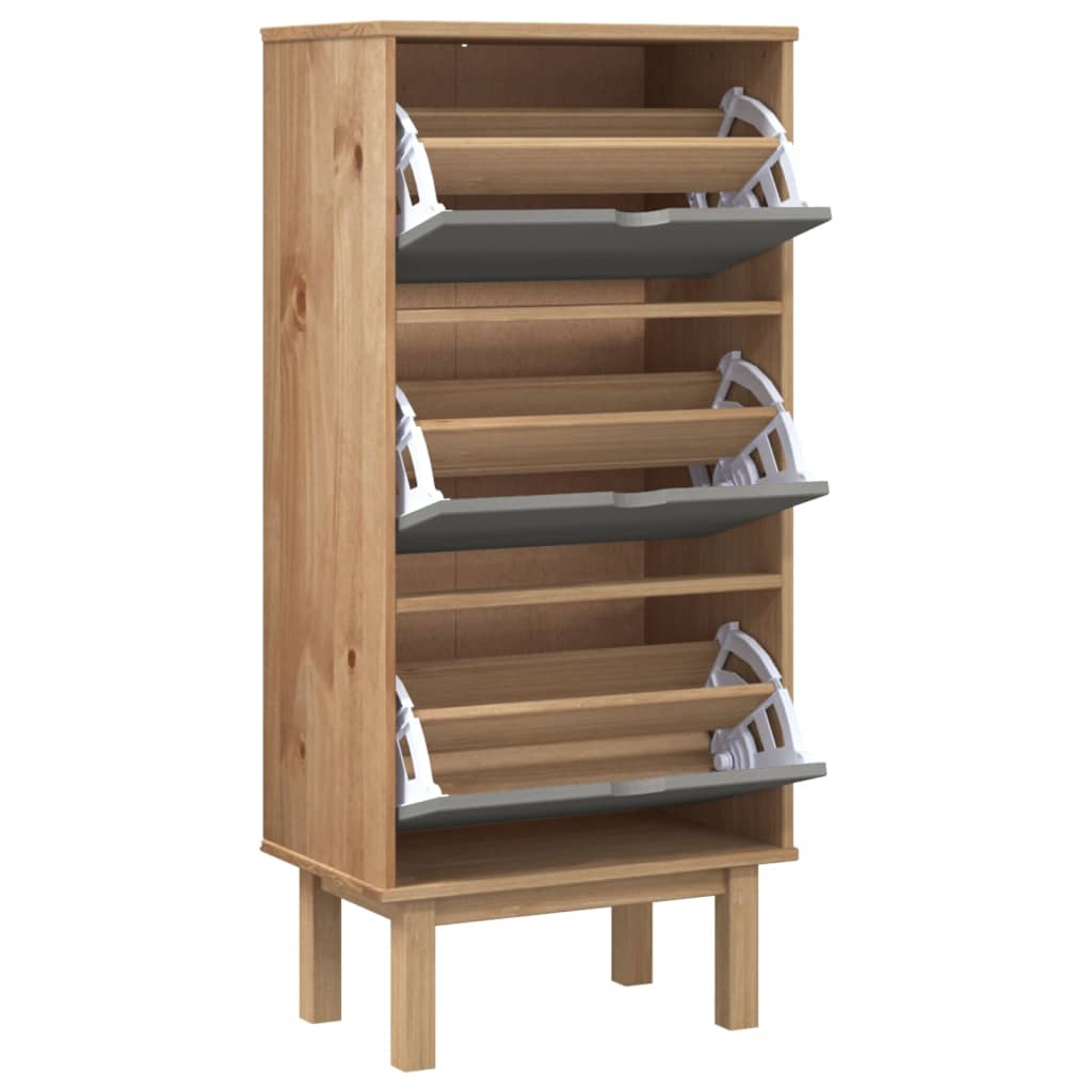 vidaXL Shoe Cabinet Wooden Storage Shoe Rack with Drawers OTTA Solid Wood Pine-8