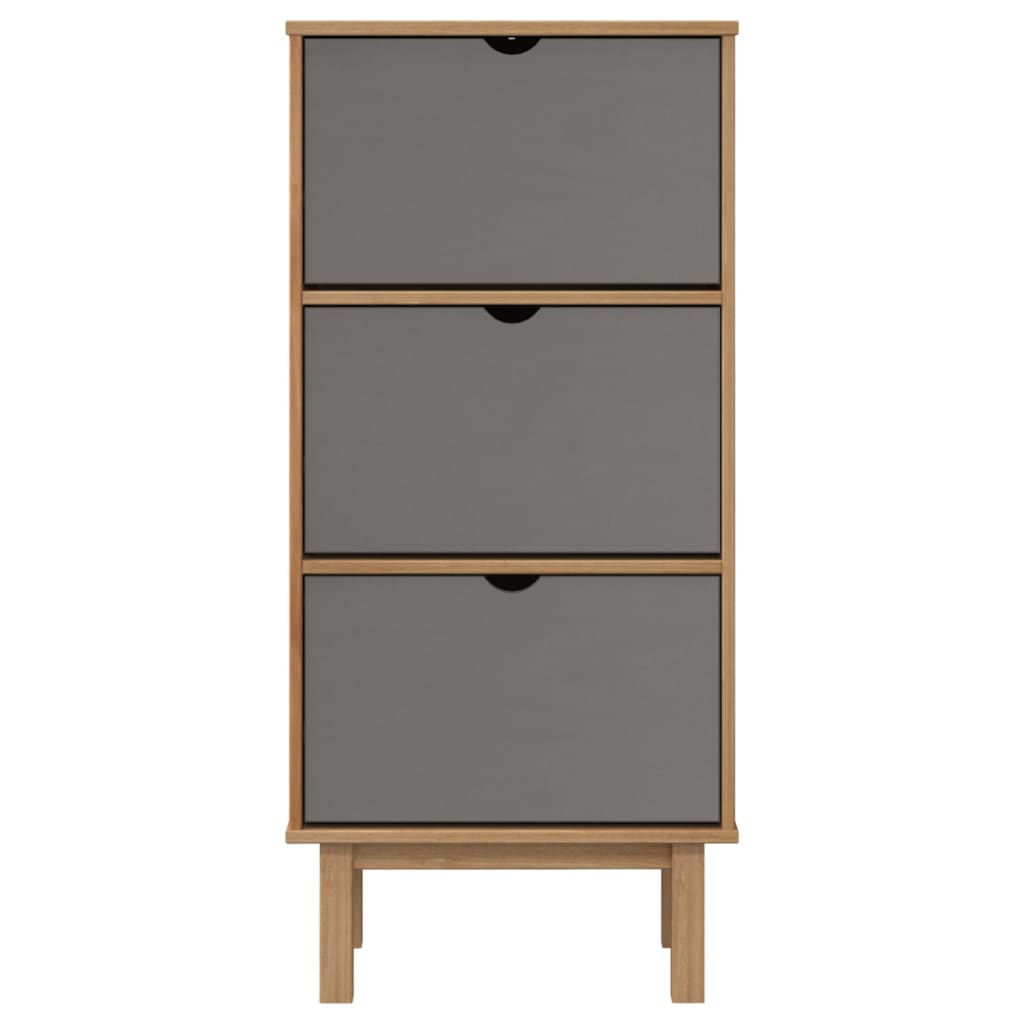 vidaXL Shoe Cabinet Wooden Storage Shoe Rack with Drawers OTTA Solid Wood Pine-10