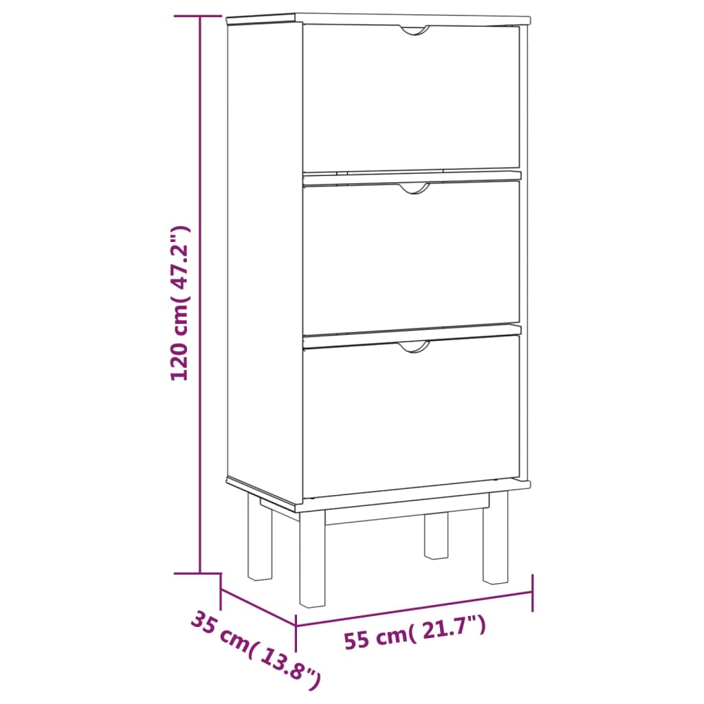 vidaXL Shoe Cabinet Wooden Storage Shoe Rack with Drawers OTTA Solid Wood Pine-6