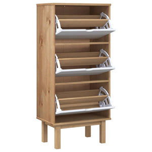 vidaXL Shoe Cabinet Wooden Storage Shoe Rack with Drawers OTTA Solid Wood Pine-16