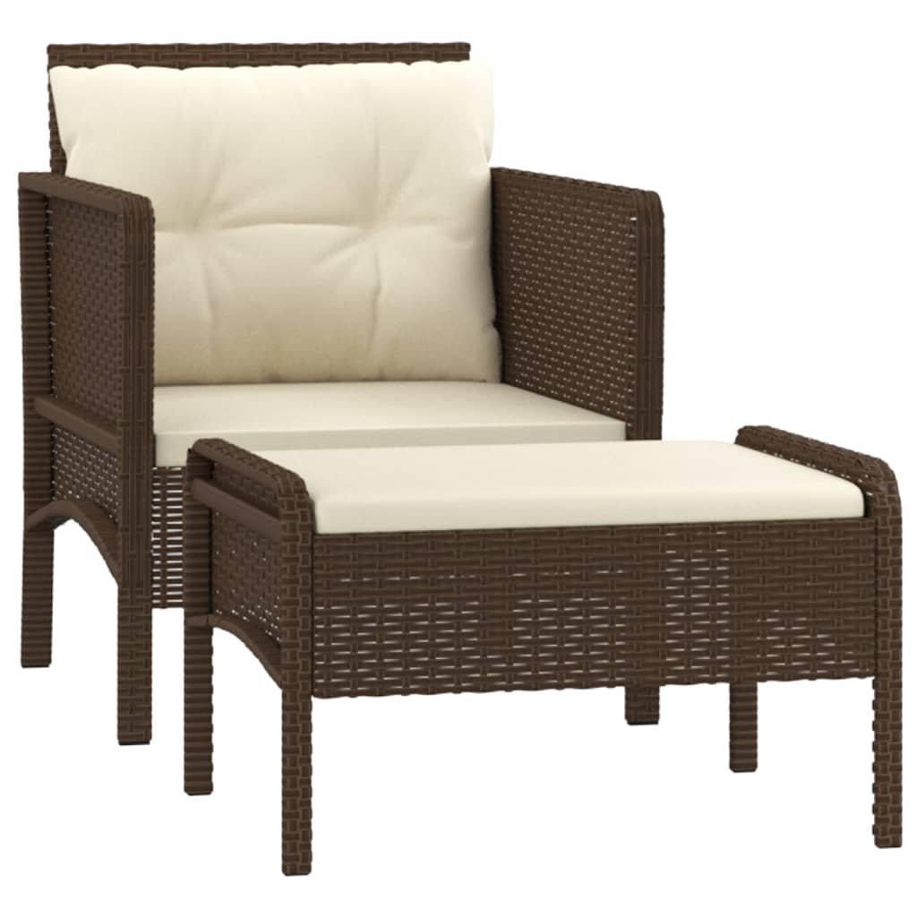 vidaXL Patio Furniture Set 2 Piece Outdoor Chair with Cushions Poly Rattan-8