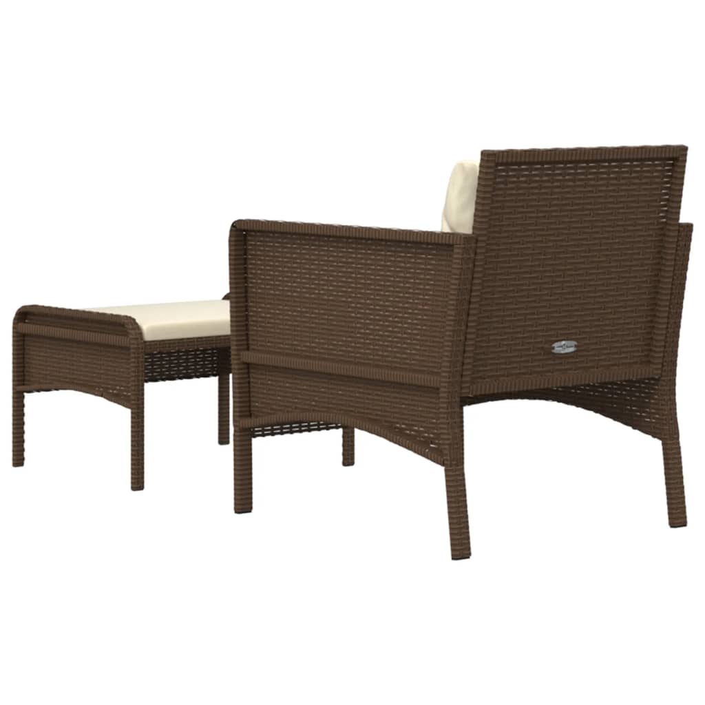 vidaXL Patio Furniture Set 2 Piece Outdoor Chair with Cushions Poly Rattan-15