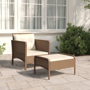 vidaXL Patio Furniture Set 2 Piece Outdoor Chair with Cushions Poly Rattan-11