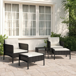 vidaXL Patio Furniture Set 5 Piece Outdoor Chair with Cushions Poly Rattan-3