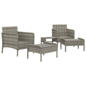 vidaXL Patio Furniture Set 5 Piece Outdoor Chair with Cushions Poly Rattan-24