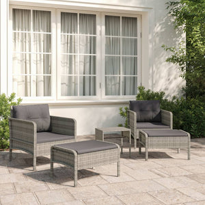 vidaXL Patio Furniture Set 5 Piece Outdoor Chair with Cushions Poly Rattan-15