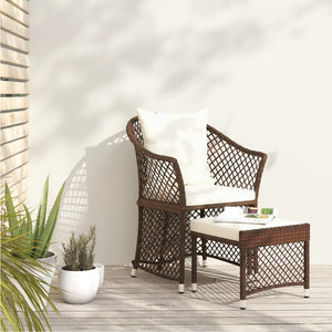 vidaXL Patio Furniture Set 2 Piece Lounge Chair with Cushions Poly Rattan-10