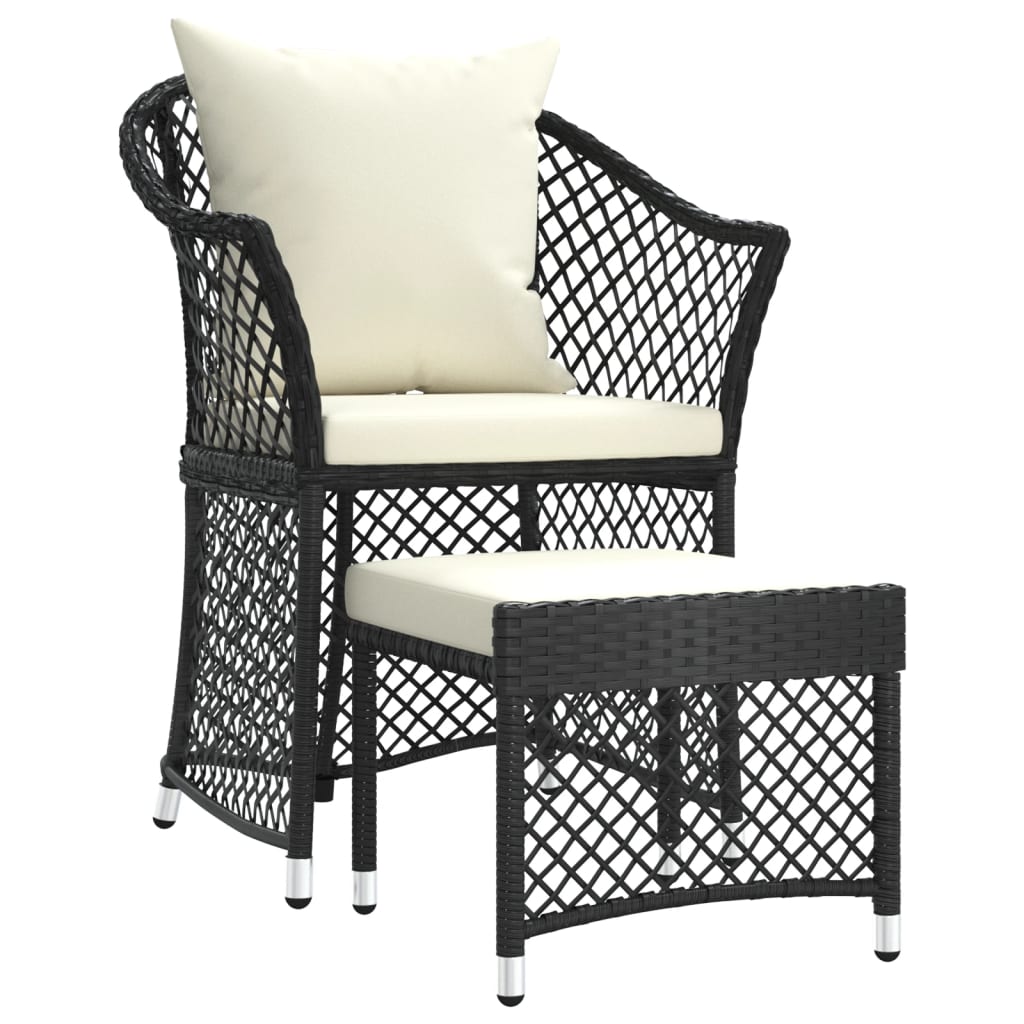 vidaXL Patio Furniture Set 2 Piece Lounge Chair with Cushions Poly Rattan-1