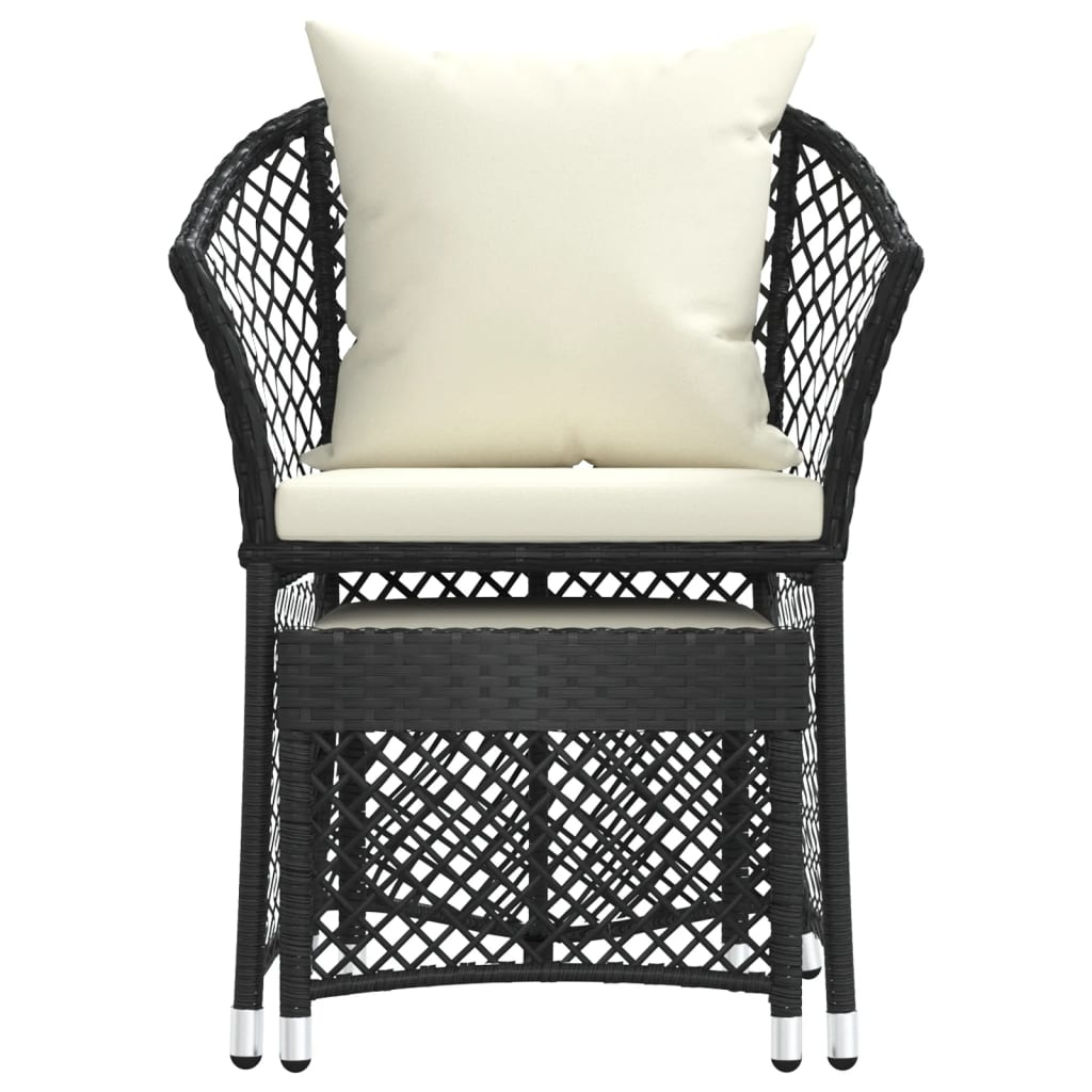 vidaXL Patio Furniture Set 2 Piece Lounge Chair with Cushions Poly Rattan-24