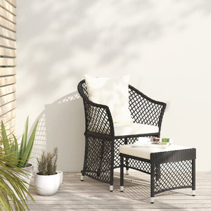 vidaXL Patio Furniture Set 2 Piece Lounge Chair with Cushions Poly Rattan-4