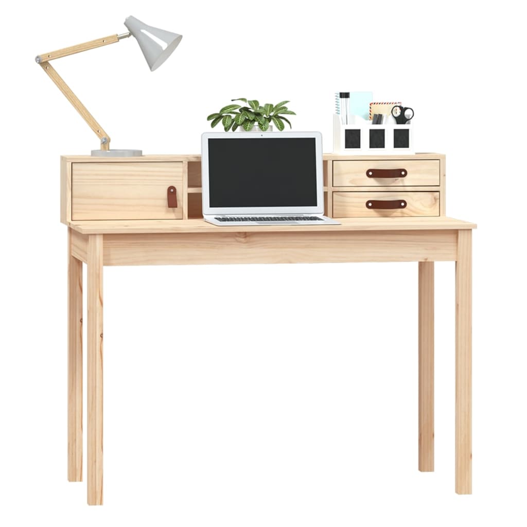 vidaXL Desk Storage Computer Writing Working Table Furniture Solid Wood Pine-11