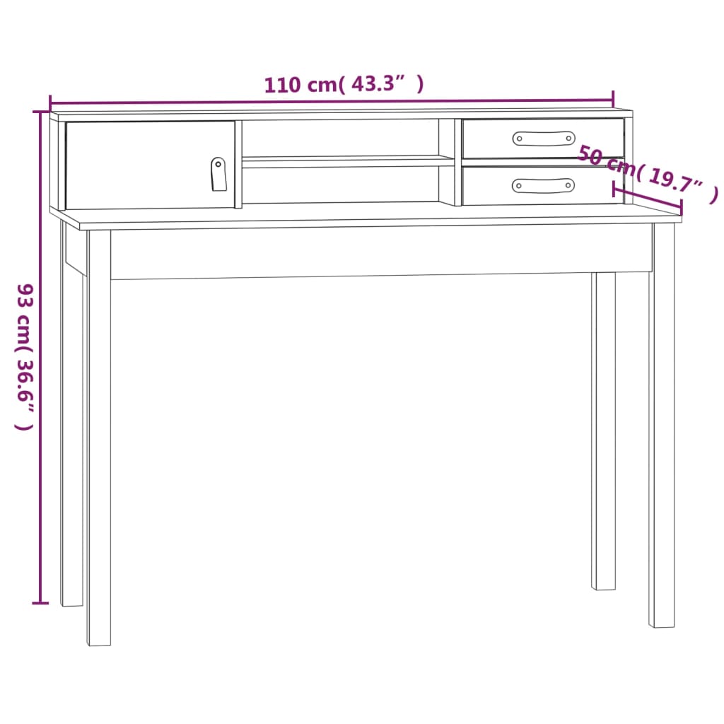 vidaXL Desk Storage Computer Writing Working Table Furniture Solid Wood Pine-18