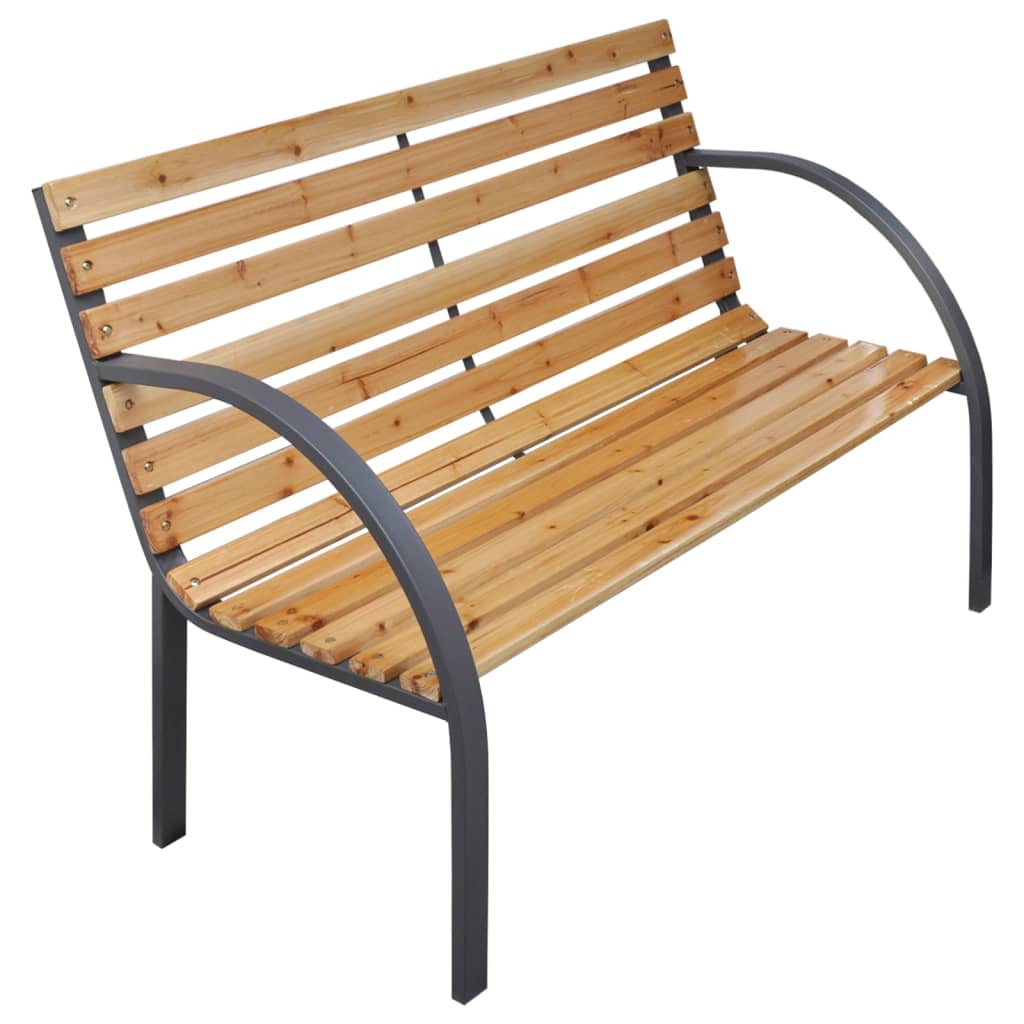 vidaXL Outdoor Patio Bench Garden Park Bench with Armrests Solid Wood Fir-4