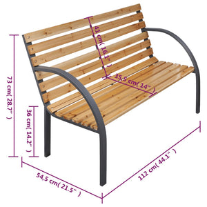 vidaXL Outdoor Patio Bench Garden Park Bench with Armrests Solid Wood Fir-3