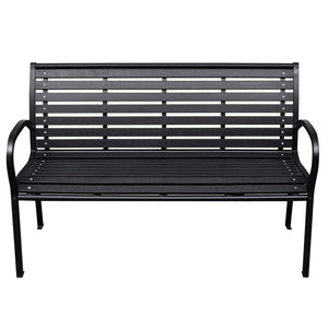 vidaXL Outdoor Patio Bench Garden Bench with Armrests for Yard Steel and WPC-0