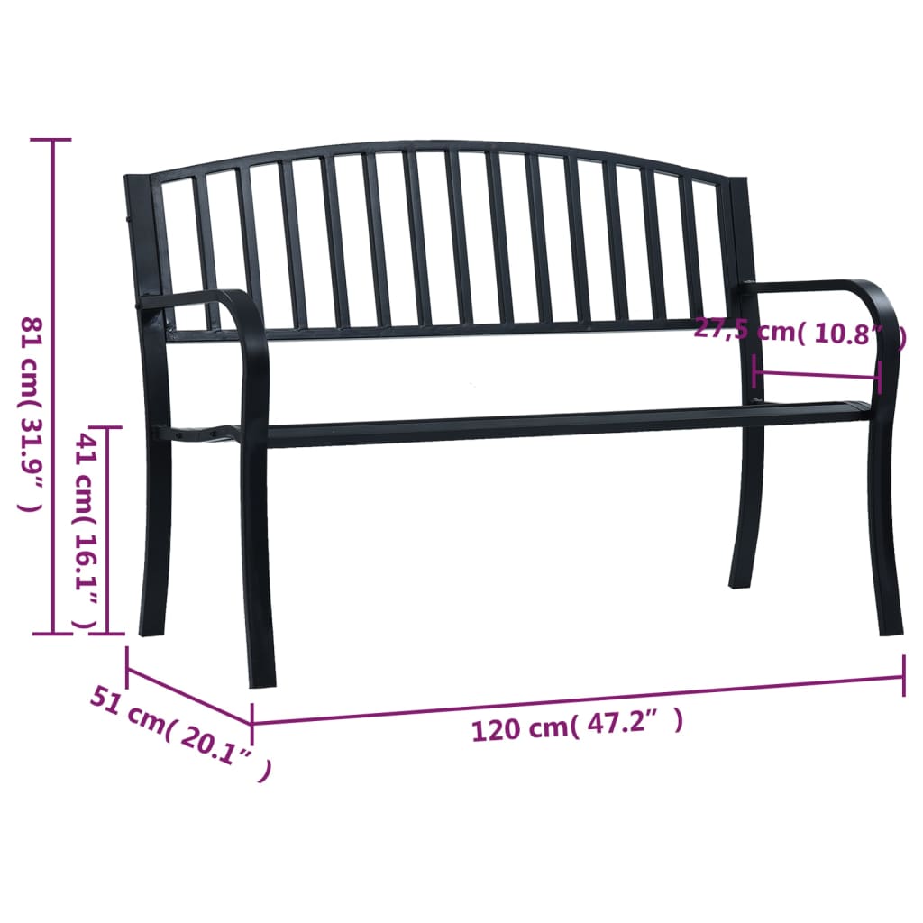 vidaXL Outdoor Patio Bench Park Outdoor Garden Bench for Yard Porch Steel-3