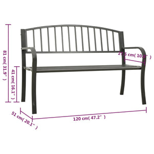 vidaXL Outdoor Patio Bench Park Outdoor Garden Bench for Yard Porch Steel-11