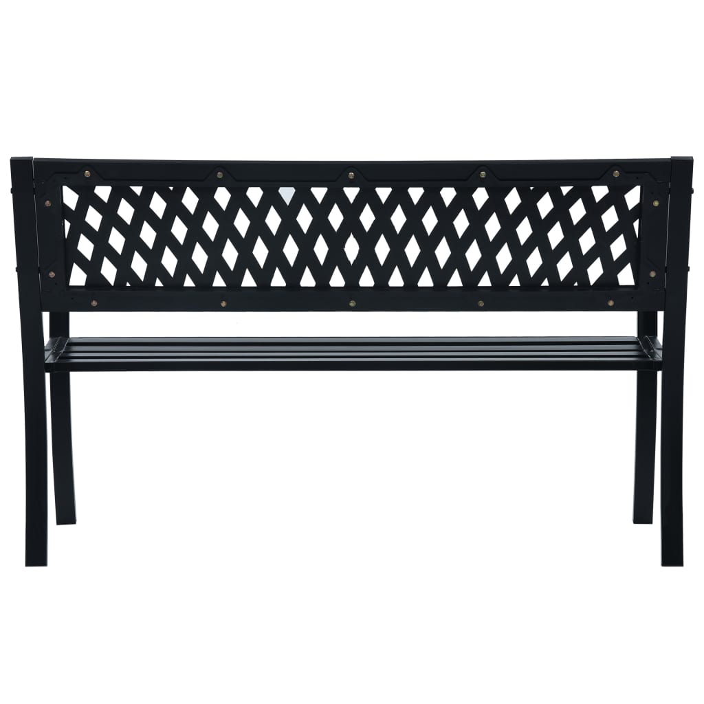 vidaXL Outdoor Patio Bench Park Outdoor Garden Bench with Armrests Black Steel-10