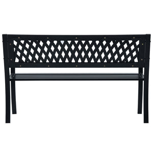 vidaXL Outdoor Patio Bench Park Outdoor Garden Bench with Armrests Black Steel-10