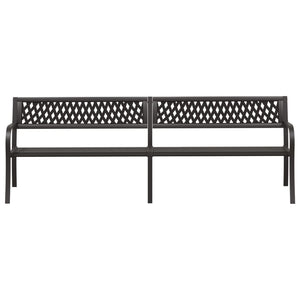 vidaXL Outdoor Patio Bench Park Outdoor Garden Bench with Armrests Black Steel-7