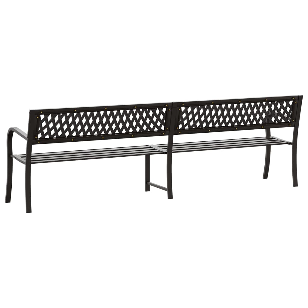 vidaXL Outdoor Patio Bench Park Outdoor Garden Bench with Armrests Black Steel-11