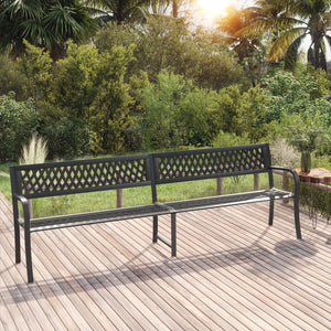 vidaXL Outdoor Patio Bench Park Outdoor Garden Bench with Armrests Black Steel-3