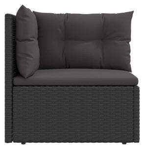 vidaXL Patio Corner Sofa with Cushions Black Poly Rattan-2