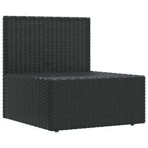 vidaXL Patio Middle Sofa with Cushions Black Poly Rattan-1