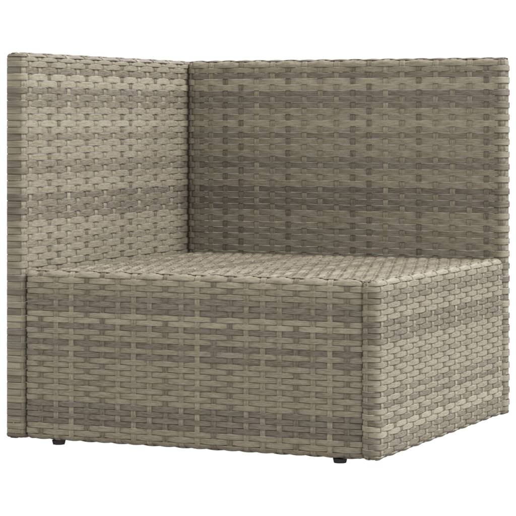 vidaXL Patio Corner Sofa with Cushions Gray Poly Rattan-2