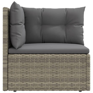 vidaXL Patio Corner Sofa with Cushions Gray Poly Rattan-3