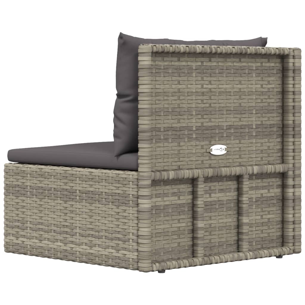 vidaXL Patio Corner Sofa with Cushions Gray Poly Rattan-5