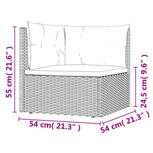 vidaXL Patio Corner Sofa with Cushions Gray Poly Rattan-1