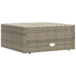 vidaXL Patio Footstool with Cushion Gray Poly Rattan-1