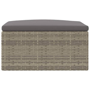 vidaXL Patio Footstool with Cushion Gray Poly Rattan-3