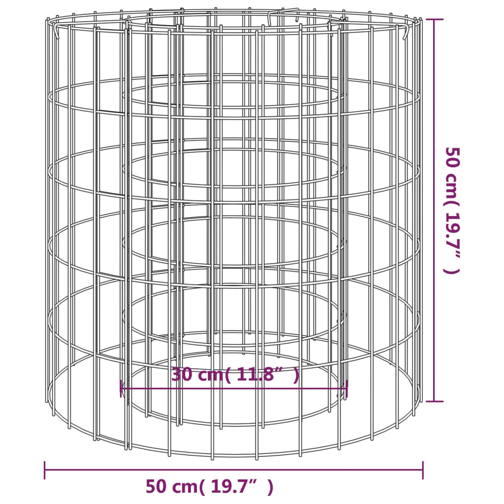 vidaXL Fire Pit Outdoor Garden Fireplace Gabion Fire Pit Bowl Galvanized Iron-8