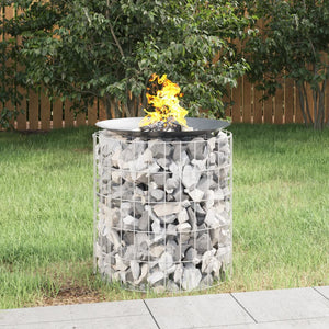 vidaXL Fire Pit Outdoor Garden Fireplace Gabion Fire Pit Bowl Galvanized Iron-21