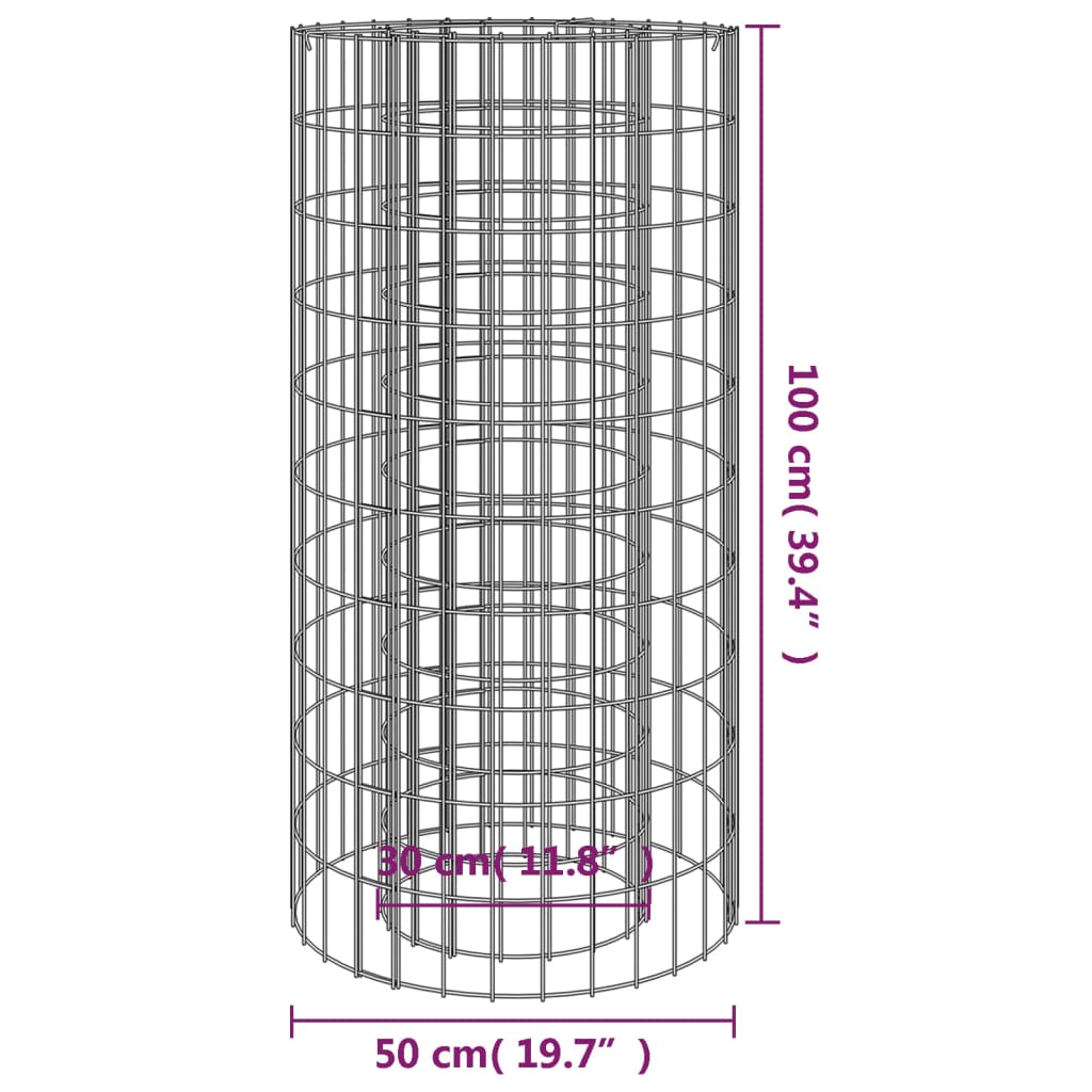 vidaXL Fire Pit Outdoor Garden Fireplace Gabion Fire Pit Bowl Galvanized Iron-9