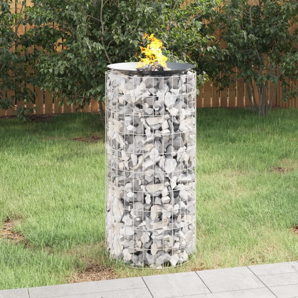 vidaXL Fire Pit Outdoor Garden Fireplace Gabion Fire Pit Bowl Galvanized Iron-6