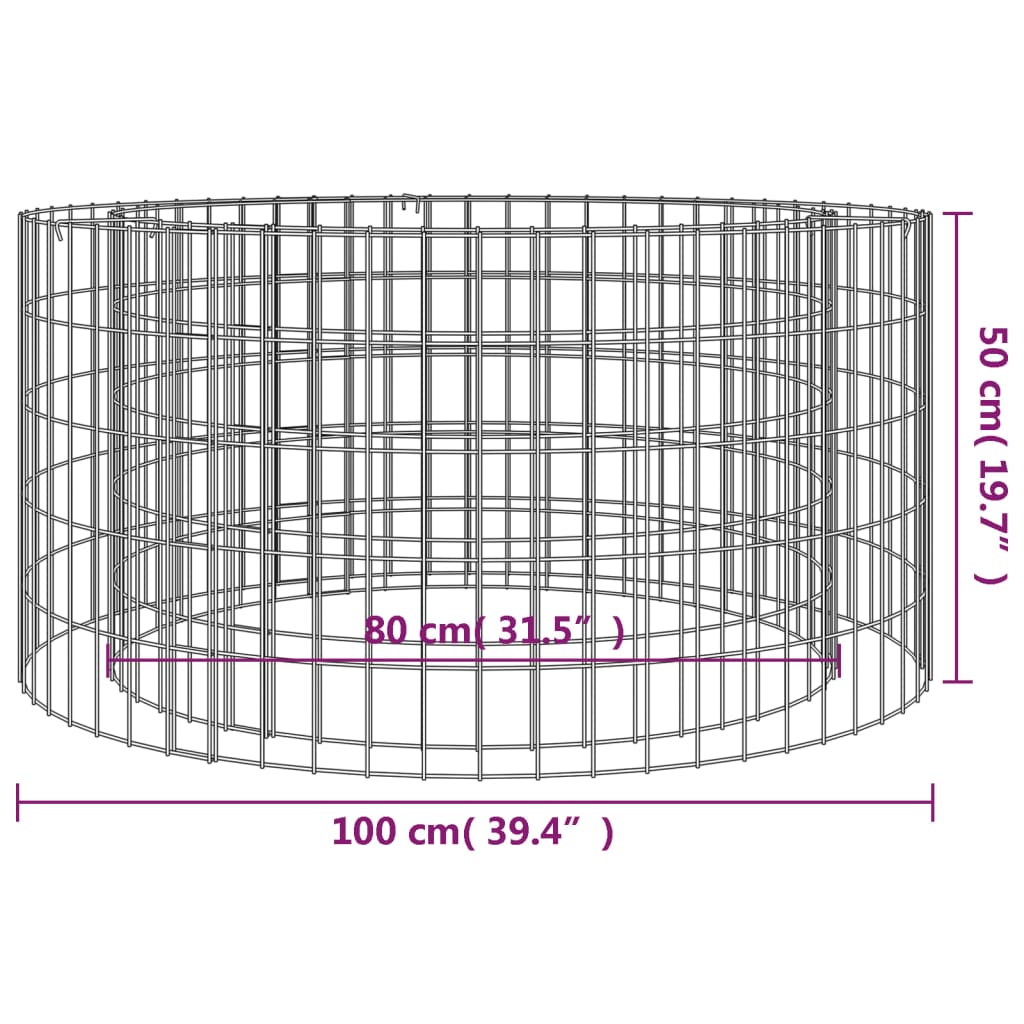 vidaXL Fire Pit Outdoor Garden Fireplace Gabion Fire Pit Bowl Galvanized Iron-4