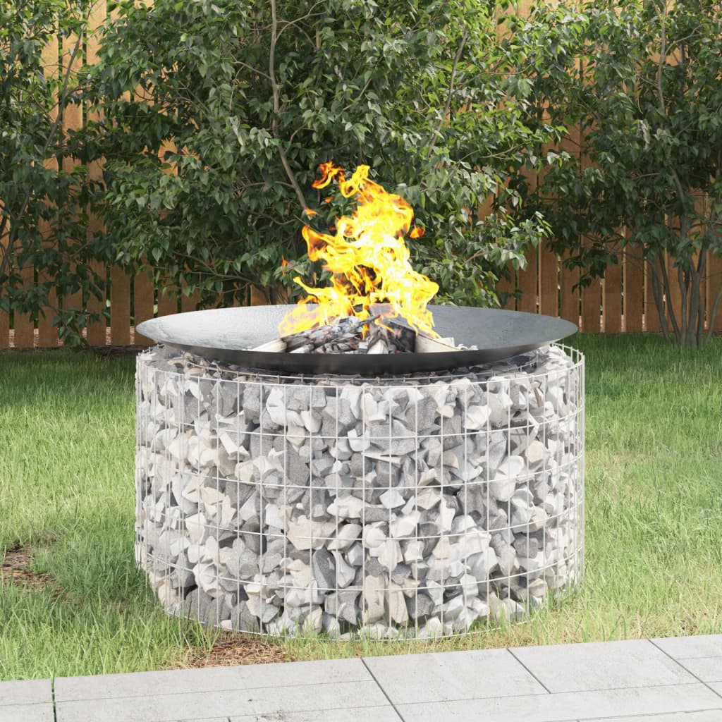vidaXL Fire Pit Outdoor Garden Fireplace Gabion Fire Pit Bowl Galvanized Iron-1