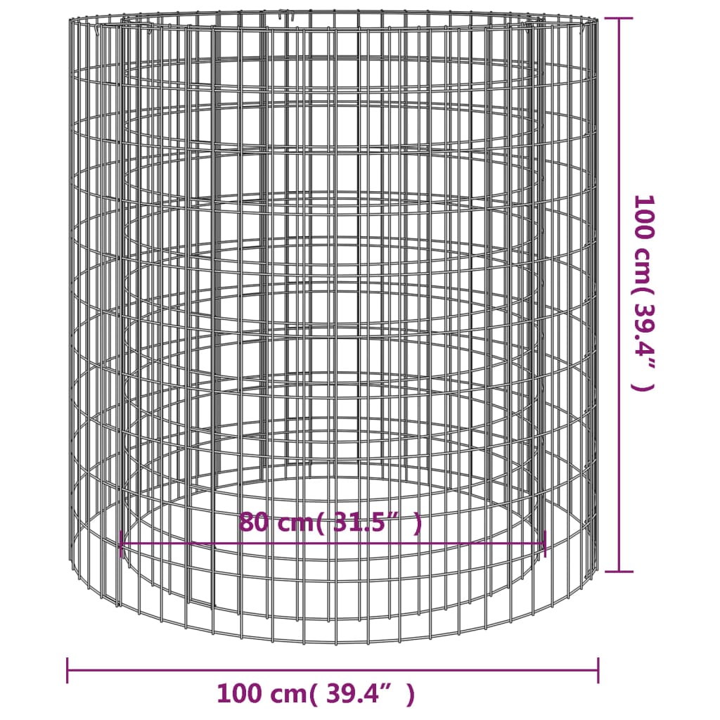 vidaXL Fire Pit Outdoor Garden Fireplace Gabion Fire Pit Bowl Galvanized Iron-22