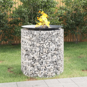 vidaXL Fire Pit Outdoor Garden Fireplace Gabion Fire Pit Bowl Galvanized Iron-14