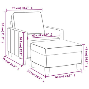 vidaXL Sofa Chair with Footstool Accent Upholstered Living Room Chair Fabric-8