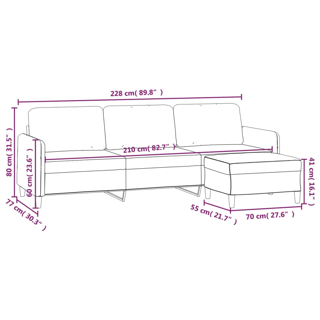 vidaXL Sofa Chair with Footstool Living Room Accent Upholstered Chair Fabric-38