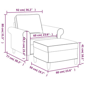 vidaXL Sofa Chair with Footstool Living Room Accent Upholstered Chair Fabric-26