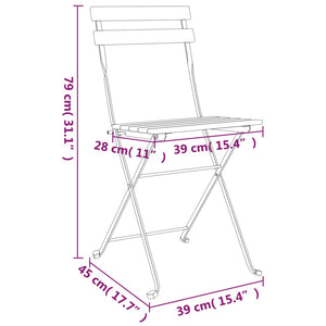 vidaXL Bistro Set Folding Table and Chair Set Solid Wood Acacia and Steel-26