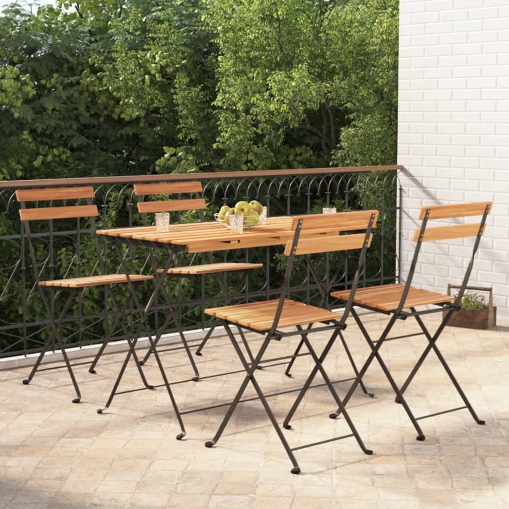 vidaXL Bistro Set Folding Table and Chair Set Solid Wood Acacia and Steel-22