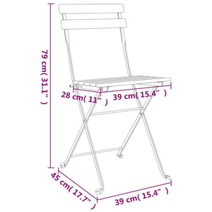 vidaXL Bistro Set Folding Table and Chair Set Solid Wood Acacia and Steel-3